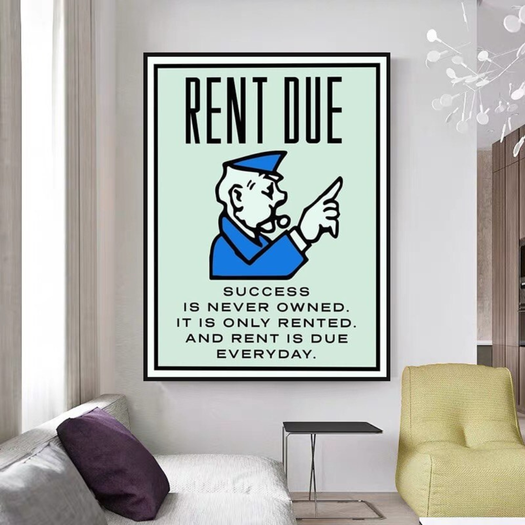 Rent Due Board Game - Monopoly Wall Art for Game Night – GraffitiWallArt