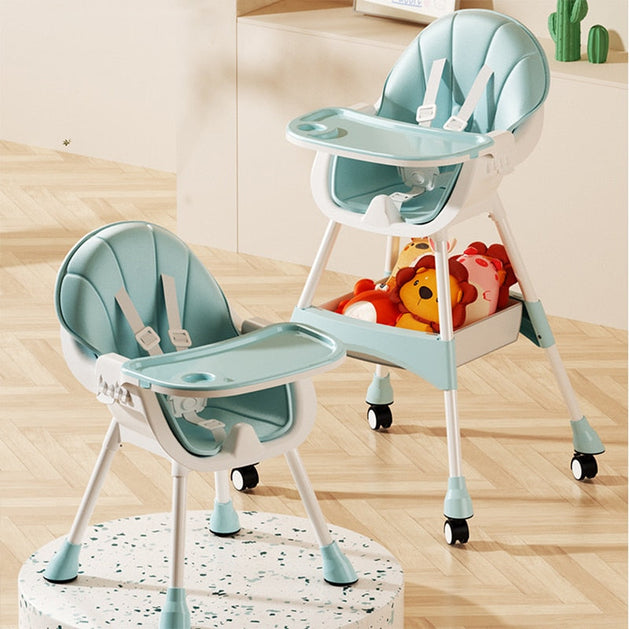 2-in-1 Baby High Chair 6 Months - Detachable Footrest Double Tray-GraffitiWallArt