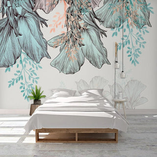 3D Leaves Design Theme: Tropical Wallpaper Murals-GraffitiWallArt