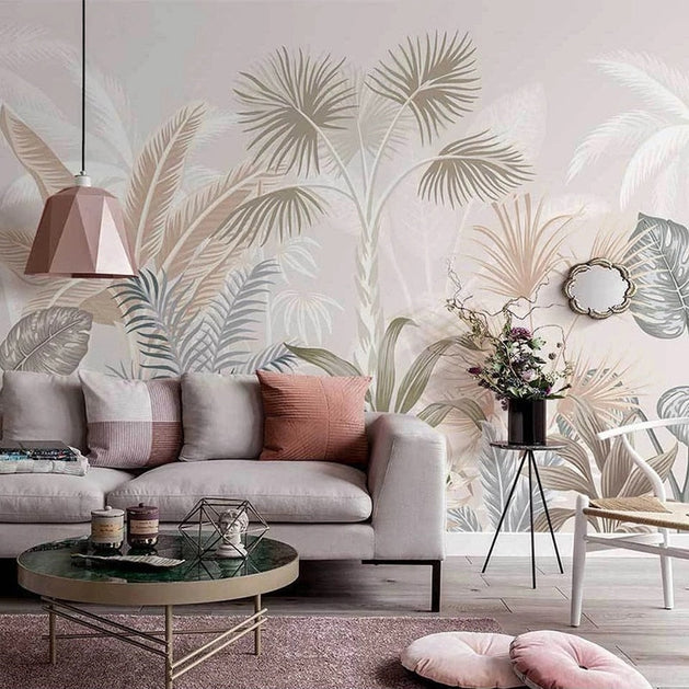 3D Plants Design - Tropical Wallpaper Murals-GraffitiWallArt