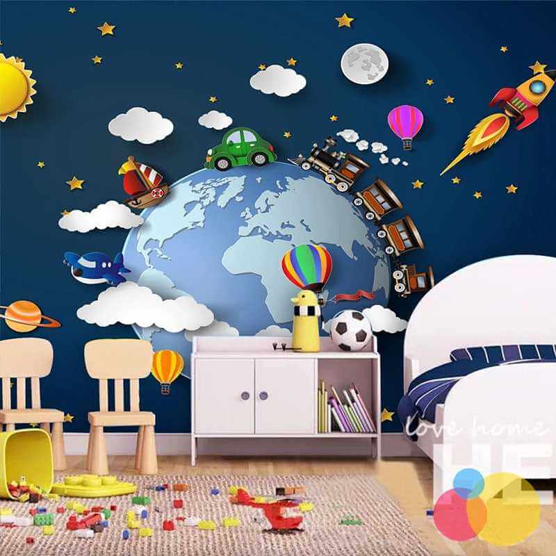 3D Train: Kids Room Wallpaper - Explore Perfect Wall Decor-GraffitiWallArt