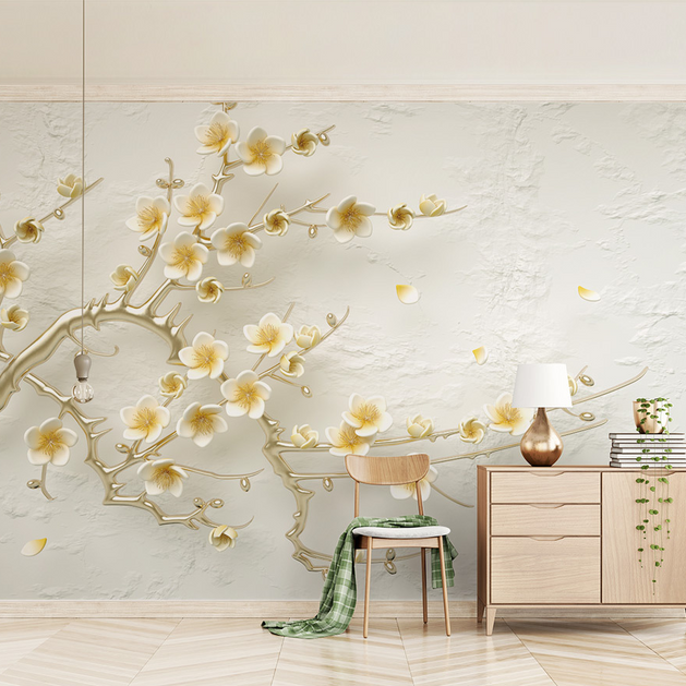 3D Tree Flowers Wallpaper Murals - Transform Your Walls-GraffitiWallArt