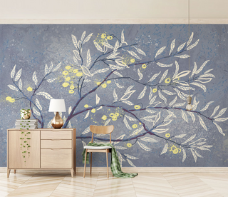 3D Tree with White Leaves Wallpaper Murals-GraffitiWallArt