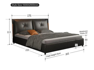 Black Movino Design Cushioned Bed Frame