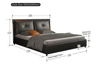 Black Movino Design Cushioned Bed Frame