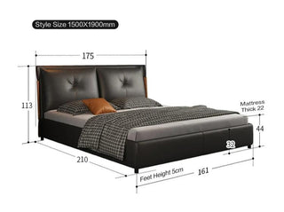 Black Movino Design Cushioned Bed Frame