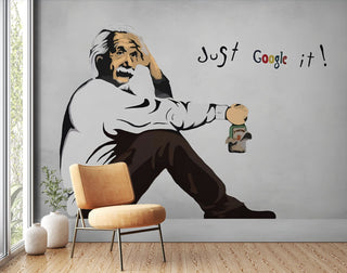 Banksy Einstein Just Google it Wallpaper Mural