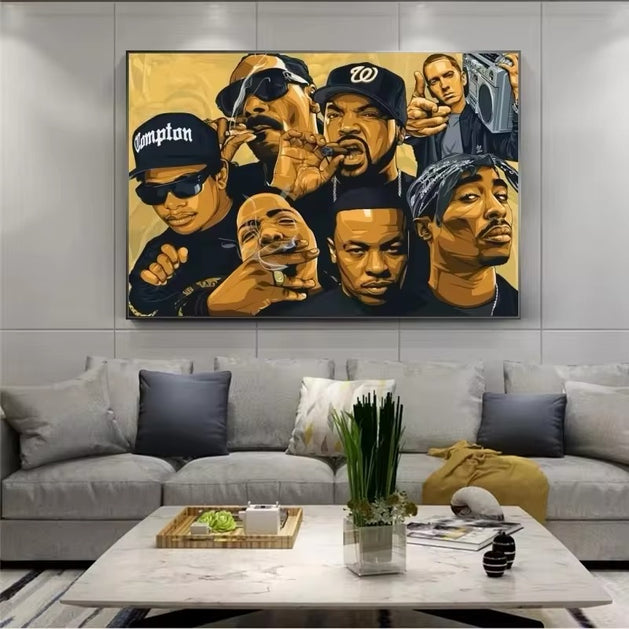 Hiphop Legend Canvas Wall Art - Hip Hop Music Rapper Theme - GraffitiWallArt