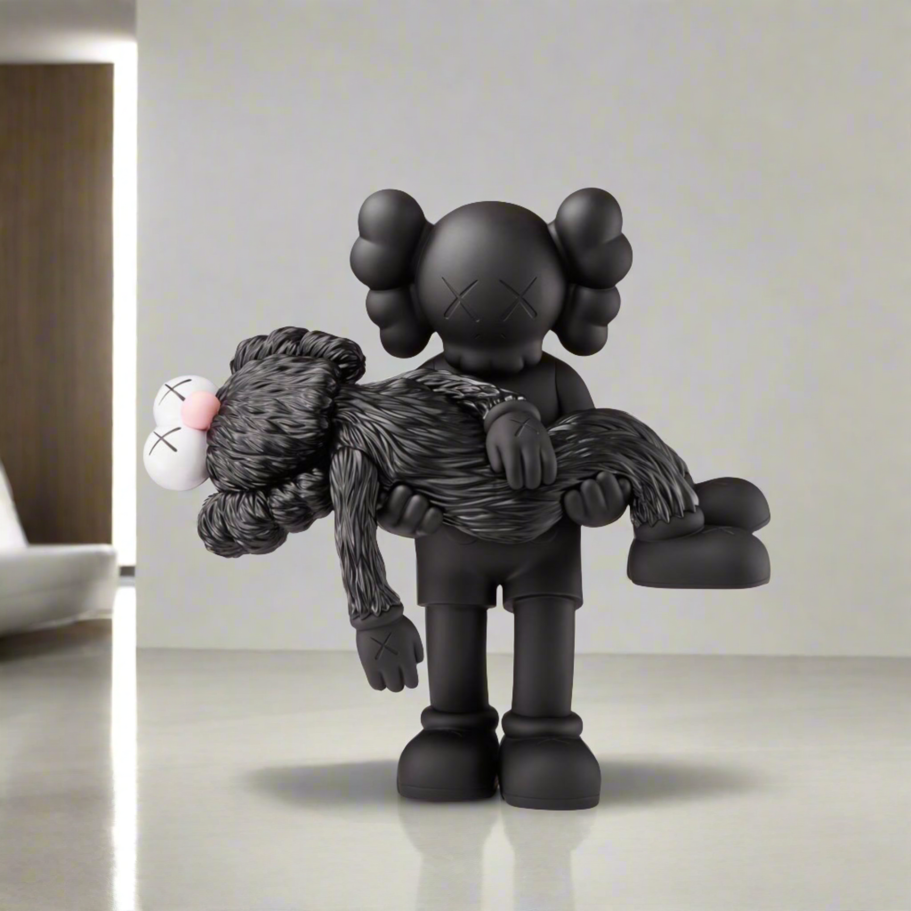 KAWS Gone Black Statue Sculpture-GraffitiWallArt