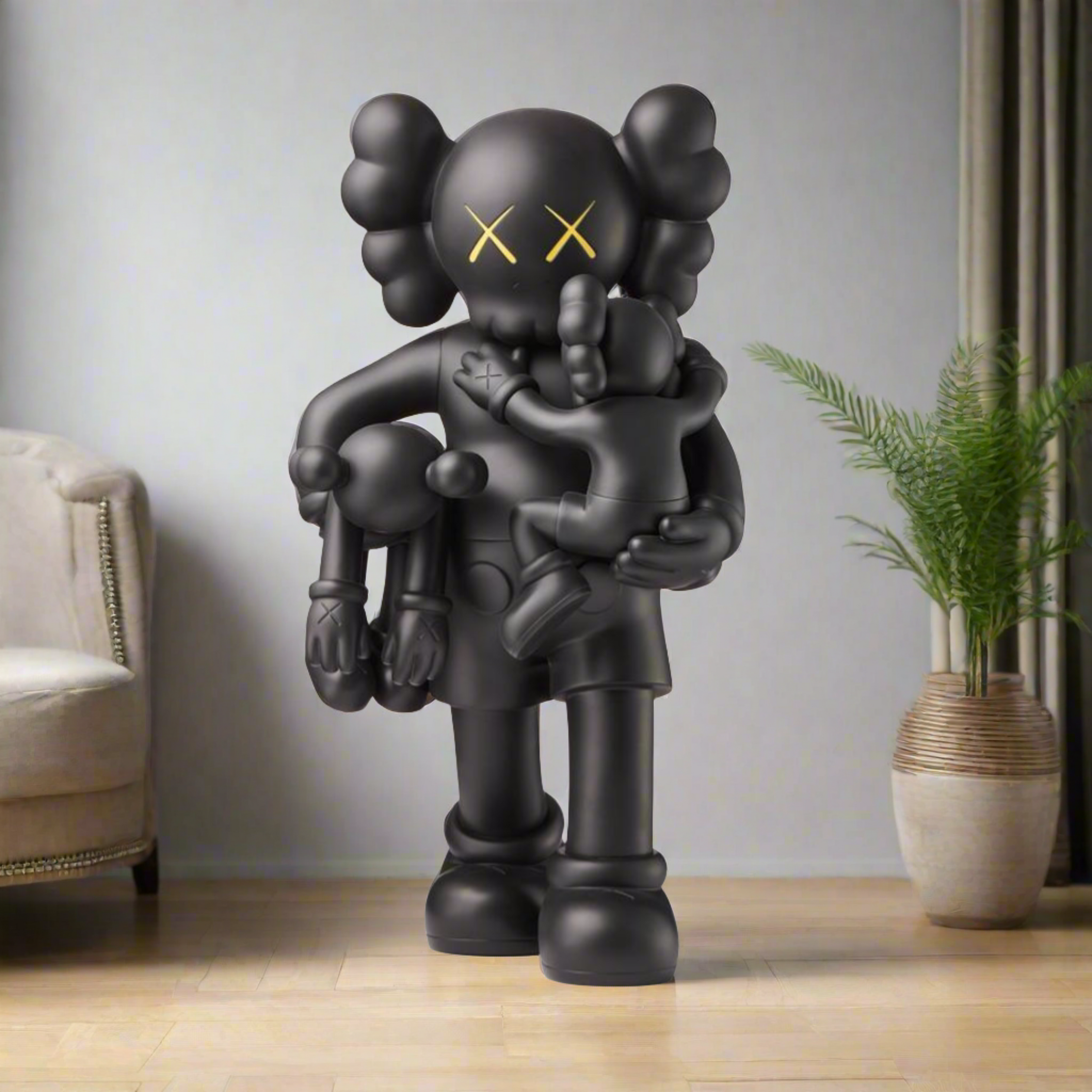 Kaws Clean Slate Black Statue Sculpture-GraffitiWallArt