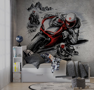 Motorbike Racing Champion Kids room Wallpaper