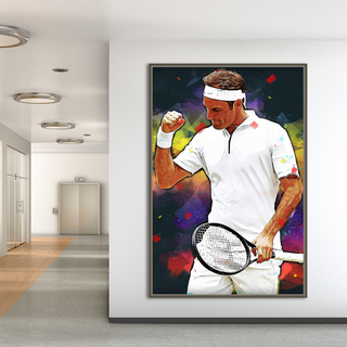 Arte de Pared en Lienzo de la Leyenda del Tenis Roger Federer - Decoración Deportiva