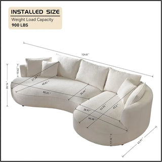 Curved Sectional Boucle Sofa Couch