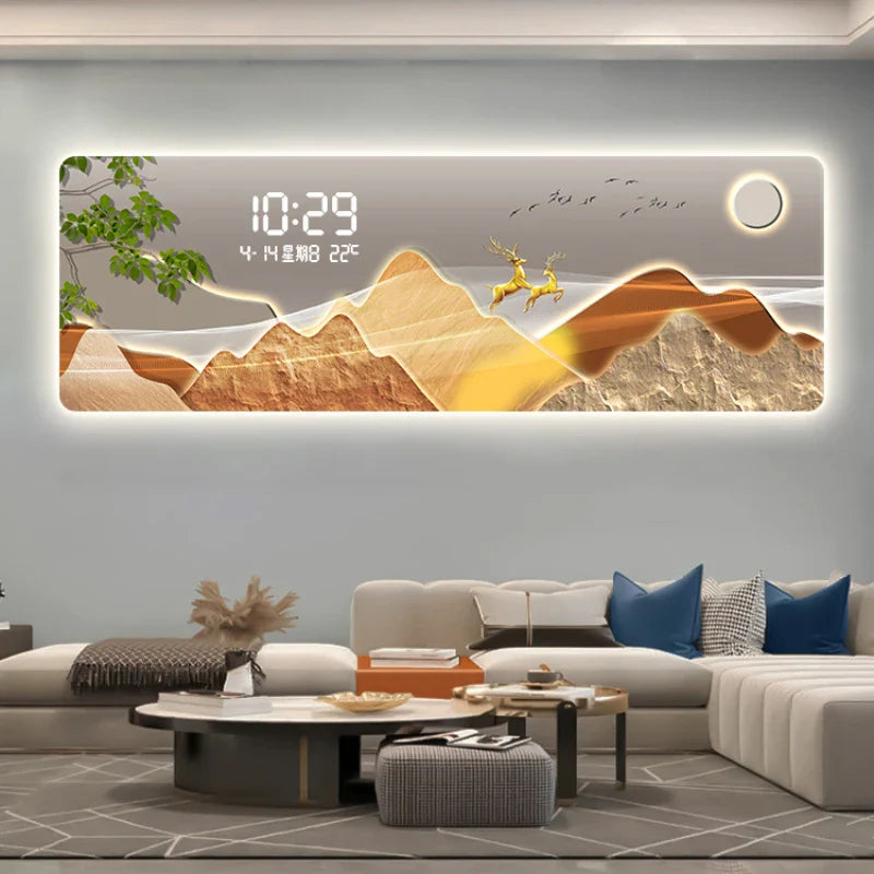 Mountains Silent Battery Digital Wall Clock - GraffitiWallArt