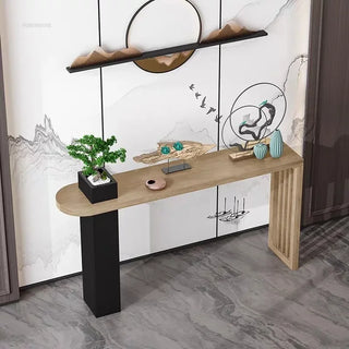 Long Narrow Solid Wood Console Table for Hallways