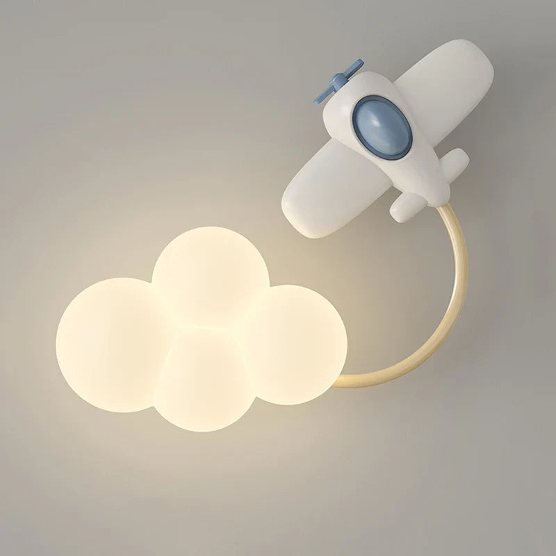 Aeroplane in Clouds Wall Light for Kids Room - GraffitiWallArt