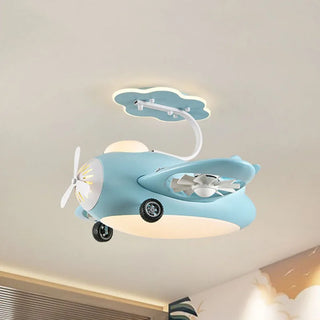 Kids Room Aeroplane Aircraft Ceiling Light with Fan - GraffitiWallArt