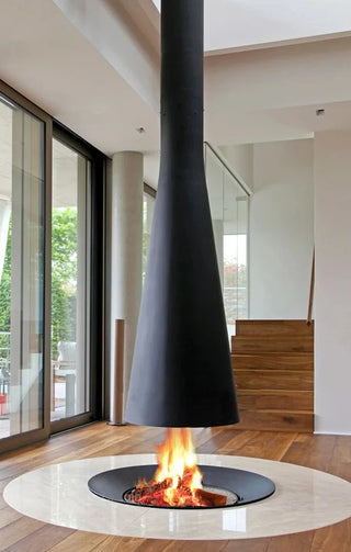 Firewood Atomised Suspension Hanging Gas Fireplace for Villas and Mansions