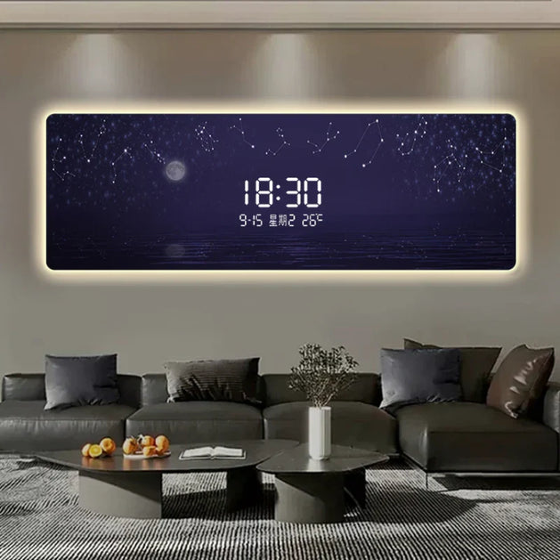 Starry Sky Digital Wall Clock - GraffitiWallArt