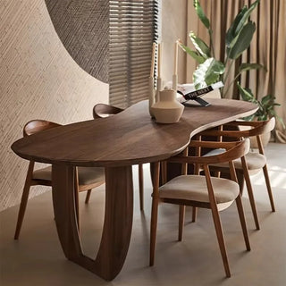 Trimmed Minimalistic Wood Irregular Luxury Dining Table – Natural Elegance