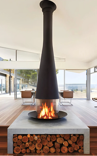 Firewood Atomised Suspension Hanging Gas Fireplace for Villas and Mansions