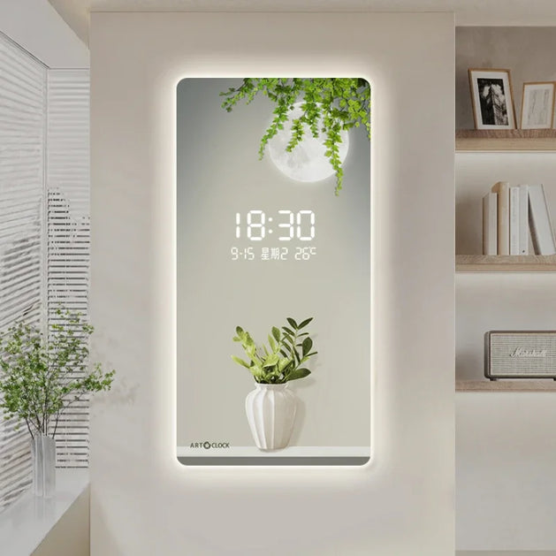 Green Plant Digital Plug-in Electronic Wall Clock - GraffitiWallArt