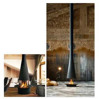 Firewood Atomised Suspension Hanging Gas Fireplace for Villas and Mansions