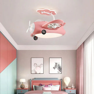 Kids Room Aeroplane Aircraft Ceiling Light with Fan - GraffitiWallArt