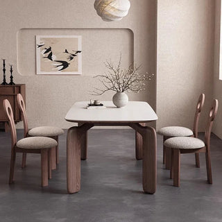 Medieval Rock Walnut Dining Table Set – A Grand Fusion