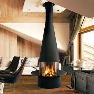 Firewood Atomised Suspension Hanging Gas Fireplace for Villas and Mansions