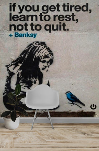 Banksy Learn to Rest not Quit Wallpaper Mural