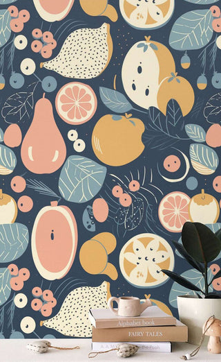 Abstract Bohemian Fruits Wallpaper Mural-GraffitiWallArt