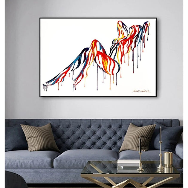 Abstract Colourful Nude Body Canvas Wall Hanging Art