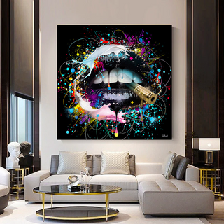 Abstract Graffiti Lips with Bullet Canvas Wall Hanging Art-GraffitiWallArt