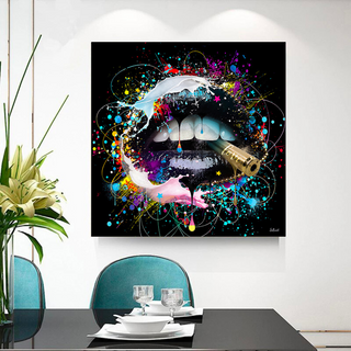 Abstract Graffiti Lips with Bullet Canvas Wall Hanging Art-GraffitiWallArt