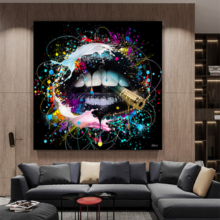 Abstract Graffiti Lips with Bullet Canvas Wall Hanging Art-GraffitiWallArt