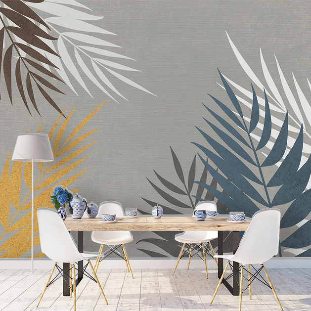 Abstract Leaves Wallpaper Murals: Transform Your Space-GraffitiWallArt