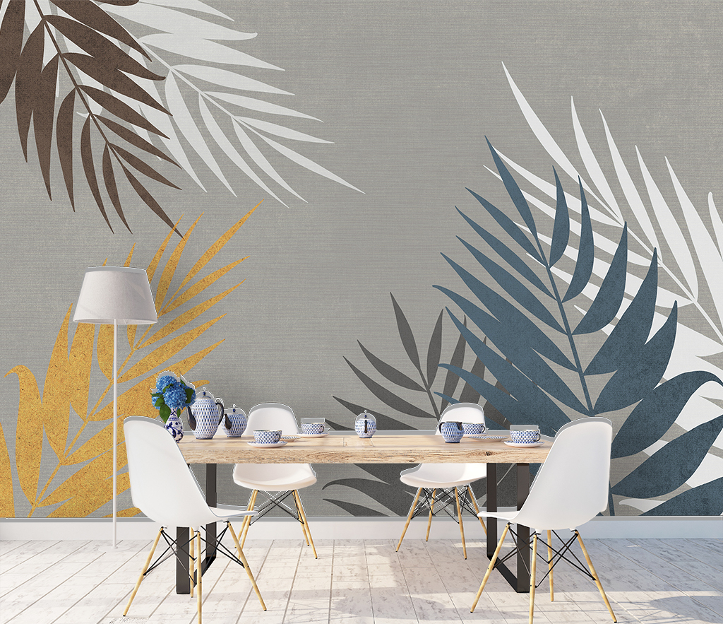 Abstract Leaves Wallpaper Murals: Transform Your Space-GraffitiWallArt