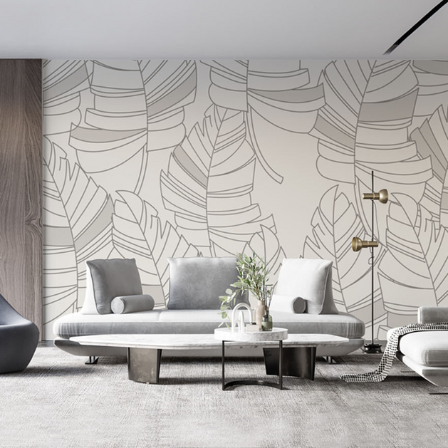 Abstract Lines Design - Leaves Wallpaper Murals-GraffitiWallArt