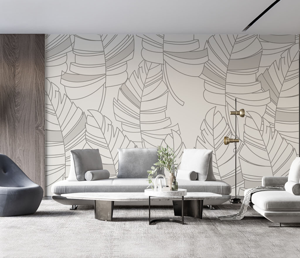 Abstract Lines Design - Leaves Wallpaper Murals-GraffitiWallArt