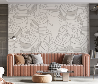 Abstract Lines Design - Leaves Wallpaper Murals-GraffitiWallArt