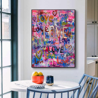 Abstract Love Heart Canvas Wall Hanging Art-GraffitiWallArt