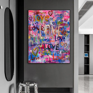 Abstract Love Heart Canvas Wall Hanging Art-GraffitiWallArt