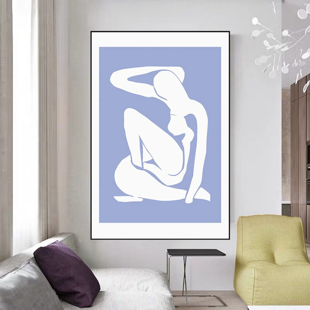 Abstract Matisse Girl Body Coral Geometry Nordic Posters Canvas Wall Art-GraffitiWallArt