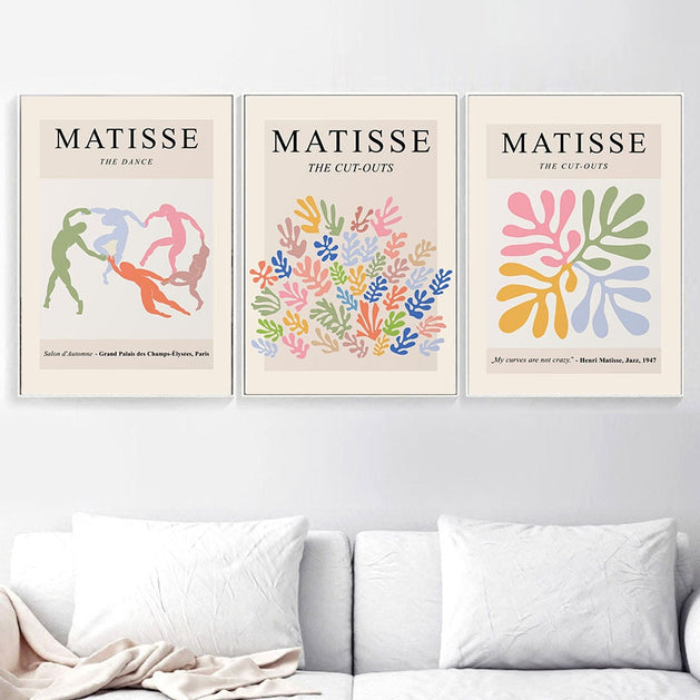Abstract Matisse Girl Coral Colourful Leaf Nordic Poster Canvas Wall Art-GraffitiWallArt