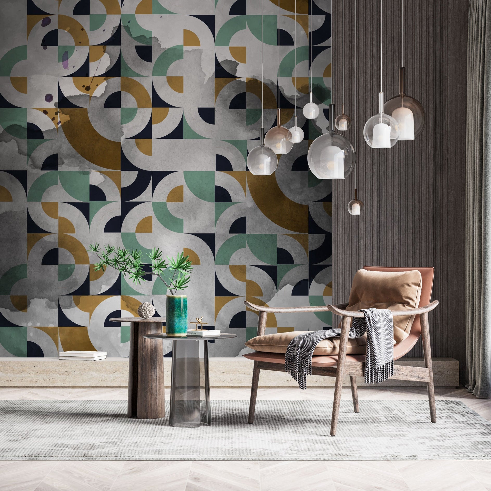 Abstract Moroccan Theme - Living Room Wallpaper Mural-GraffitiWallArt