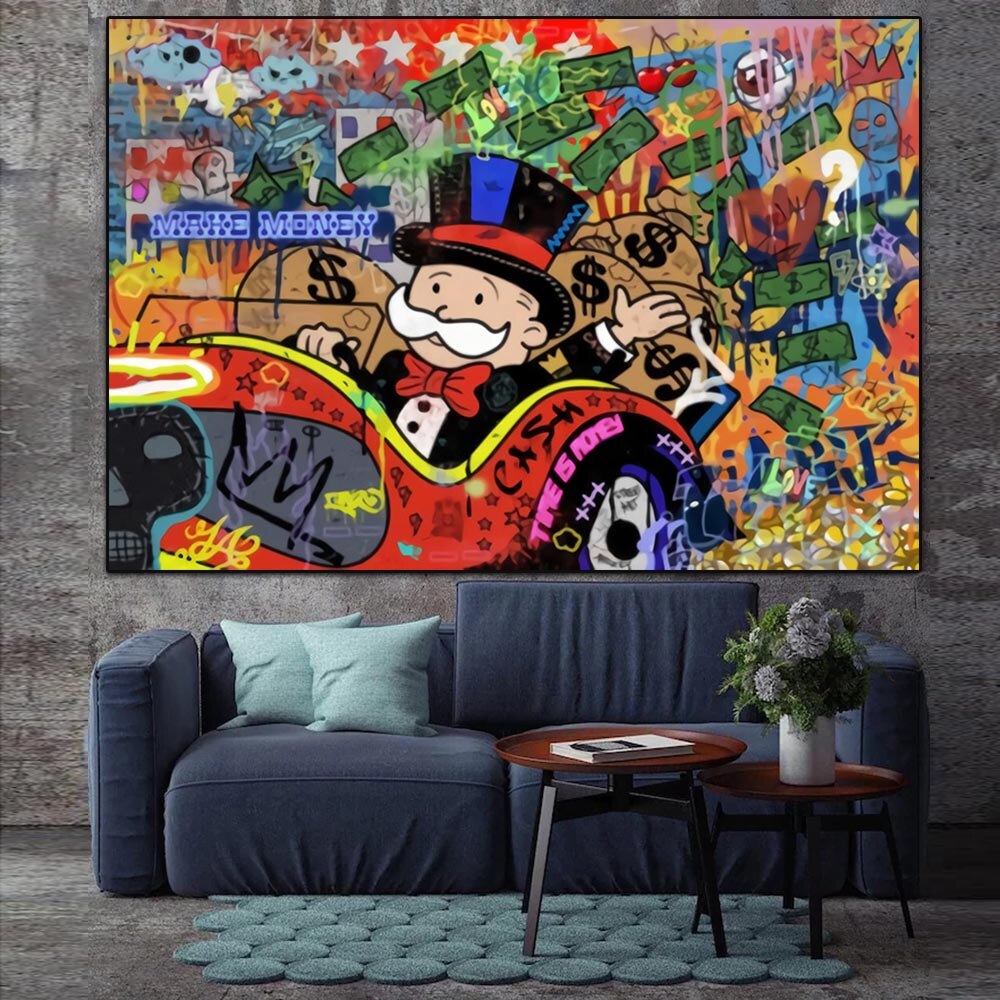 Abstract Mr Monopoly Wall Art Canvas Wall Art-GraffitiWallArt