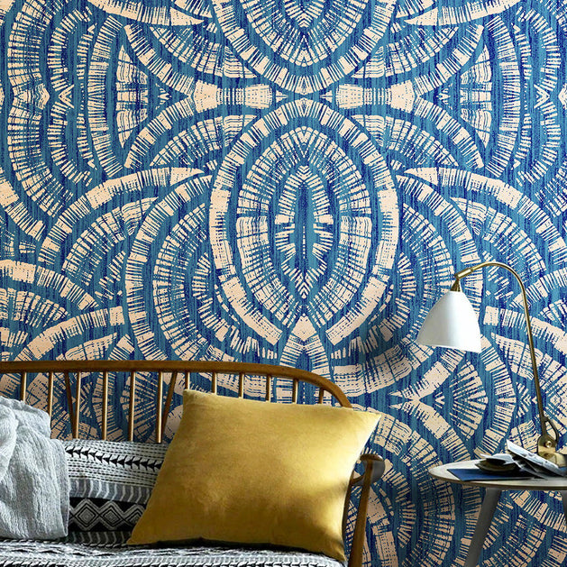 Abstract Patterns of Blue Bohemian Wallpaper Mural-GraffitiWallArt