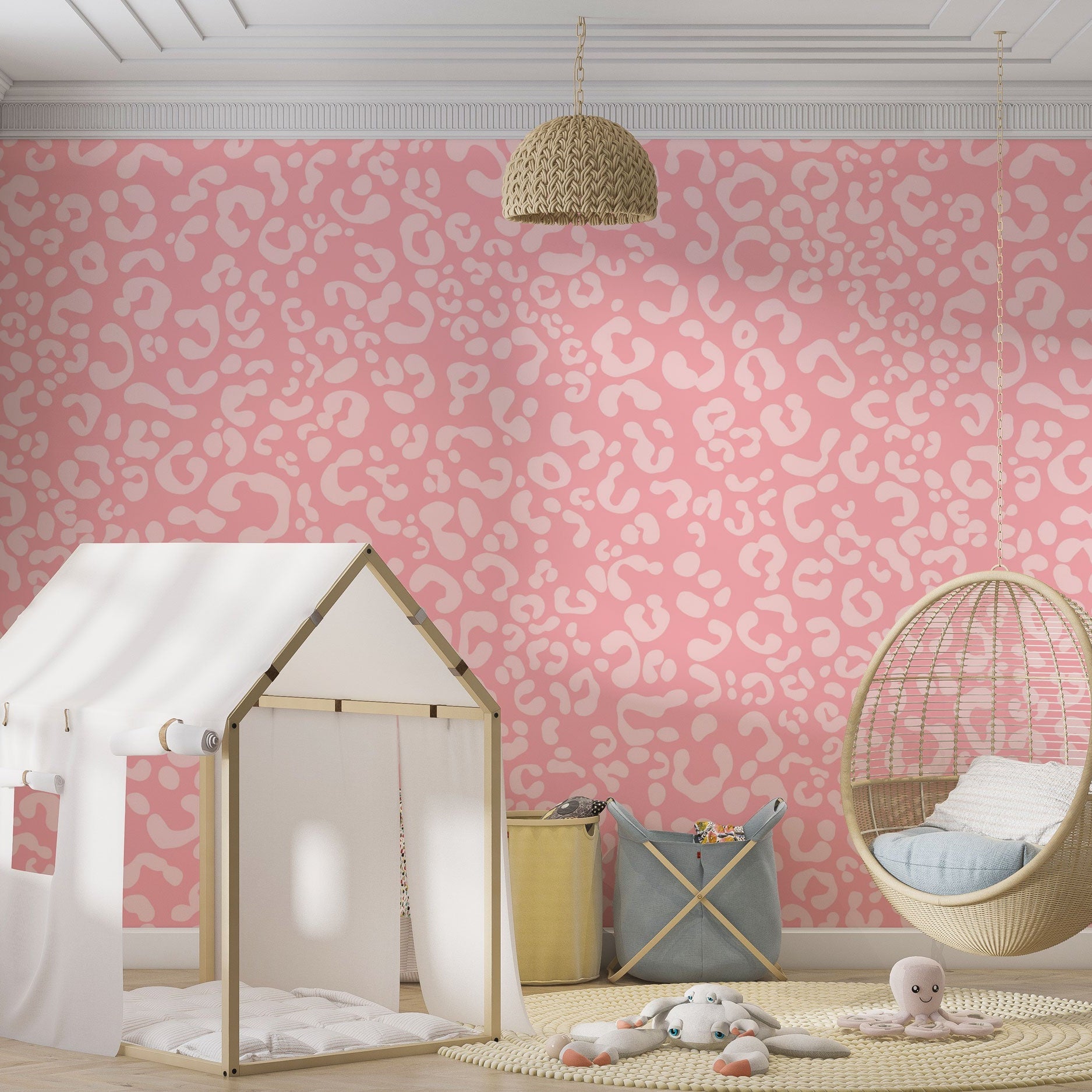 Abstract Pink Girls Room Wallpaper Mural-GraffitiWallArt