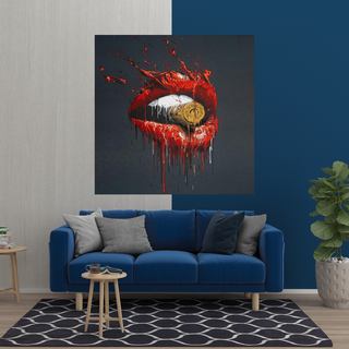 Abstract Red Lips Canvas Wall Art-GraffitiWallArt